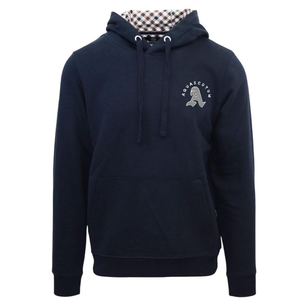 Aquascutum Mens Kangaroo Pocket Long-Sleeved Hoodie / Navy